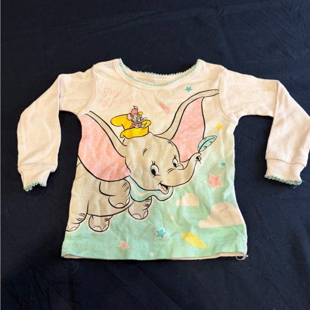 Disney Dumbo Long Sleeve Kids Tee - Cream and Mint